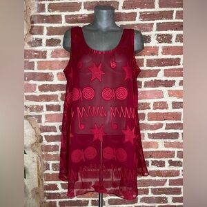 Vintage Victoria's Secret Gold Label Red Spiral and Star Slip Dress Size Large